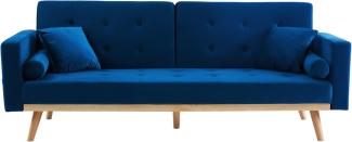 BAÏTA 3-Sitzer-Sofa aus Samt, Stoff, blau, Dimensions canapé : 216 x 82 x 84 cm