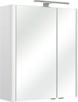 Pelipal Badezimmer-Spiegelschrank Quickset 359 in Weiß Hochglanz mit LED-Beleuchtung, 60 cm breit | Badschrank mit Spiegel, 2 Türen und 2 Einlegeböden
