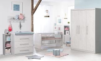 Roba 'Maren 2' 3-tlg. Babyzimmer-Set, weiß/lichtgrau, aus Bett 70x140 cm, 3-trg. Kleiderschrank und breiter Wickelkommode