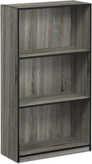Furinno Basic Bücherregal mit 3 Fächern, Aufbewahrungsregal, holz, Französische Eiche Grau/Schwarz, 23. 5 x 55. 25 x 100. 33 cm