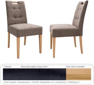 4x Stuhl Agnes 1 mit Griff Varianten Polsterstuhl Massivholzstuhl Buche natur lackiert, Elisa Moonlight Ocean