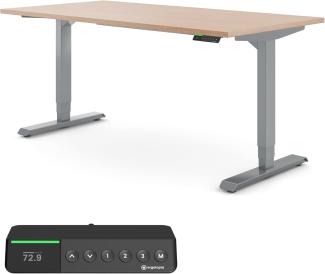 Desktopia Pro X - Elektrisch höhenverstellbarer Schreibtisch / Ergonomischer Tisch mit Memory-Funktion, 7 Jahre Garantie - (Buche, 120x80 cm, Gestell Grau)
