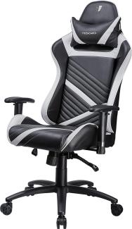 Tesoro Zone Speed F700 Gaming Stuhl Weiß/White Wippfunktion und verstellbare Armlehnen Chefsessel Schreibtischstuhl Gamingstuhl mit PU Kunstleder und Lordosenstütze Lendenkissen