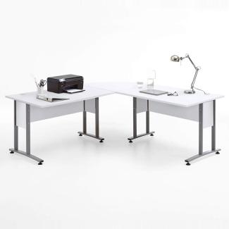 Büro-Winkelschreibtisch 120 x 120cm COLUMBUS-10 in Brilliantweiß matt - B x H x T ca. : 200 x 75 x 200 cm