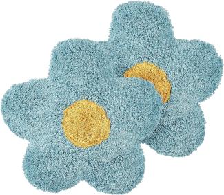 Dekokissen Baumwolle Blumenform blau 30 x 30 cm 2er Set SORREL