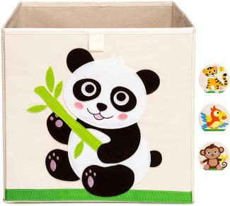 Ceria Star Kinder Aufbewahrungsbox | Spielzeug Box (33x33x33) mit Tiermotiven für Baby- und Kinderzimmer | Faltbare Spielzeugkiste zur Aufbewahrung im Kallax Regal | Panda
