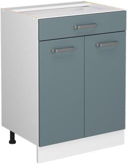 Vicco Küchenunterschrank R-Line, Blau-Grau/Weiß, 60 cm mit Schublade, AP Anthrazit