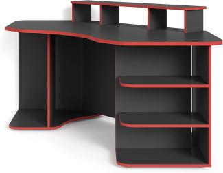 byLIVING Schreibtisch 'Thanatos' Gaming-Tisch in Anthrazit mit Kanten in Rot, Eck-Schreibtisch mit viel Stauraum und XXL Tischplatte, 198x76x85cm (BxHxT)