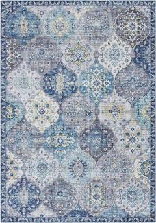 Kurzflor Teppich Kashmir Ghom Jeansblau - 80x150x0,7cm