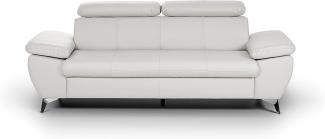 Mivano 3er-Sofa Gisele / Sofagarnitur mit Kopfteilverstellung und Armteilfunktion / 217 x 83 x 100 / Kunstleder, Weiß