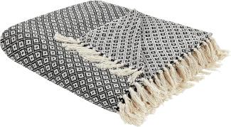 Decke Baumwolle schwarz weiß 220 x 240 cm geometrisches Muster CHYAMA