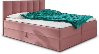 Boxspringbett Star mit Topper, Bonell-Matratze und 2 Bettkästen, Doppelbett, Polsterbett, Bett (Pink (Kronos 29), 160 x 200 cm)