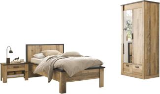 Schlafzimmer komplett Set Stove in Used Wood hell Liegefläche 90 x 200 cm
