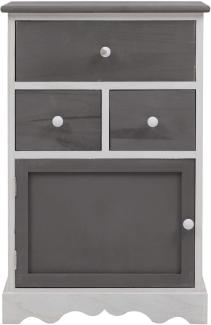 Rebecca Mobili Schubladenschrank in Weiß und Grau, Highboard mit 3 Schubladen, Paulownienholz, im Vintage-Stil, als Einrictung für küche Bad Flur – Maße: 72 x 47 x 33 cm (HxLxB) – Art. RE4327
