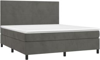 vidaXL Boxspringbett mit Matratze & LED Dunkelgrau 180x200 cm Samt