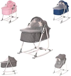 Lorelli Babywiege manuell Alicante 2 in 1 Babywippe Moskitonetz Sonnendach Gurt grau