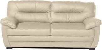 Mivano 3er-Sofa Royale / Zeitlose, bequeme Ledercouch mit hoher Rückenlehne / 190 x 86 x 90 / Lederimitat, Beige