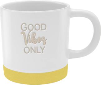 GRUSS & CO Tasse mit Gravur "Good Vibes Only" | Steinzeug, 40 cl, mehrfarbig | Geschenk Freunde | 48436