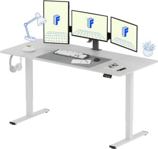 FLEXISPOT Basic Plus 180x80cm Elektrisch Höhenverstellbarer Schreibtisch - Memory-Handsteuerung - Sitz-Stehpult für Büro & Home-Office (weiß, weiß Gestell)