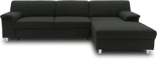DOMO Collection Junin Ecksofa, Sofa in L-Form, Couch Polsterecke, Moderne Eckcouch, schwarz, 251 x 150 cm