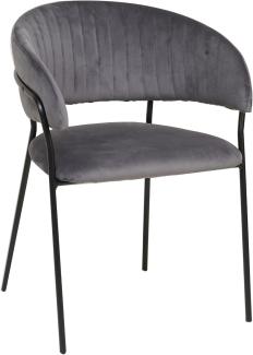 Stuhl Samt Rückensteppung grau Polsterstuhl Essstuhl Küchenstuhl Armlehnenstuhl
