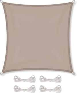 CelinaSun Sonnensegel inkl Befestigungsseile Premium PES Polyester wasserabweisend imprägniert Quadrat 2 x 2 m Taupe