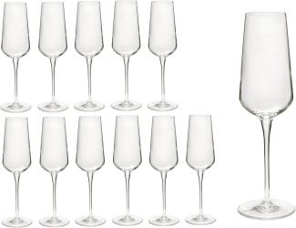 12er Set Sektgläser inAlto 28 cl Champagnergläser aus erstklassigem Kristallglas, bessere Bruchfestigkeit, filigranes Design