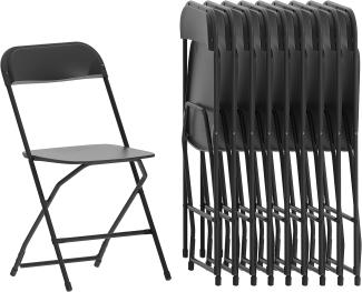 Flash Furniture Klappstuhl HERCULES aus Kunststoff – Leichter Stuhl zum Klappen für Gäste oder Veranstaltungen – Praktischer Küchenstuhl auch für draußen geeignet – 10er-Set – Schwarz