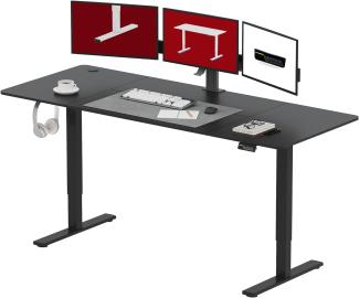 SANODESK Höhenverstellbarer Schreibtisch 200 x 80 cm Schreibtisch Höhenverstellbar Elektrisch Ergonomischer Steh-Sitz Tisch Computertisch für Heimbüro Homeoffice(schwarz)