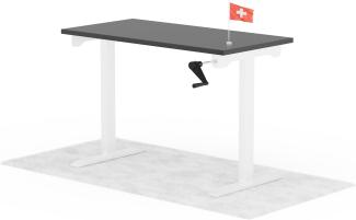 manuell höhenverstellbarer Schreibtisch EASY 120 x 60 cm - Gestell Weiss, Platte Anthrazit