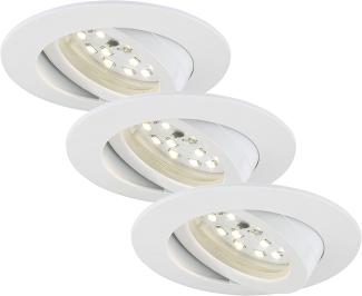 Briloner LED Einbauleuchten Attach weiß, 3er Set Einbaustrahler Deckenspots