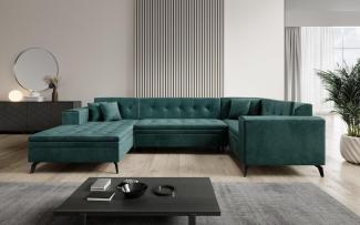 Designer Sofa Neola mit Schlaffunktion Samt Grün Links