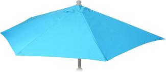 Ersatz-Bezug für Sonnenschirm halbrund Parla, Sonnenschirmbezug Ersatzbezug, 270cm Stoff/Textil UV 50+ 3kg ~ türkis