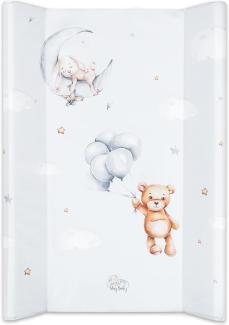 Wickelauflage 70 x 47 cm - feste Wickelunterlage keil Wickeltisch abwaschbar Wickelmulde Hellgrau Teddybären