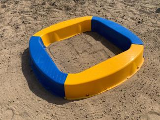 \"Buri Premium Sandkasten aus Kunststoff in verschiedenen Farben 150 x 150 x 20 cm Made in Germany gelb/blau\"