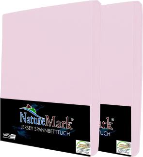 NatureMark 2er Pack Kinder Jersey Spannbettlaken, Spannbetttuch 100% Baumwolle in vielen Größen und Farben MARKENQUALITÄT ÖKOTEX Standard 100 | 70x140 cm - rosa