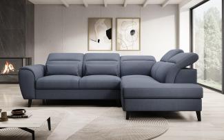 Designer Sofa Nobile mit verstellbarer Rückenlehne Stoff Blau Rechts