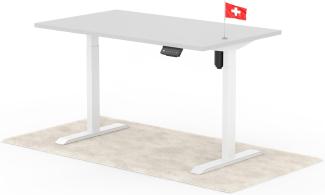 elektrisch höhenverstellbarer Schreibtisch ECO 140 x 80 cm - Gestell Weiss, Platte Grau