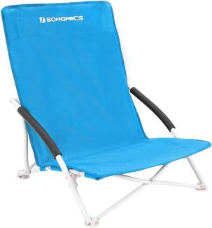 SONGMICS Strandstuhl, klappbarer Campingstuhl, Klappstuhl mit Tragetasche, bis 150 kg belastbar, aus robustem Oxford-Gewebe, blau, 56 x 53 x 64 cm