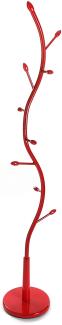 Versa Swindon Minimalistischer Garderobenständer für den Eingangsbereich, mit 9 Haken für Kleidung oder Taschen für die Halle, Maßnahmen (H x L x B) 185 x 32 x 32 cm, Metall, Farbe: Rot
