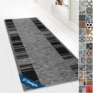 Floordirekt Teppichläufer mit Muster - maßgefertigter Feinschlingen Teppich Läufer für Küche, Flur & Wohnraum - Ornament Vintage Orient Gitter (80 x 150 cm, Navona)