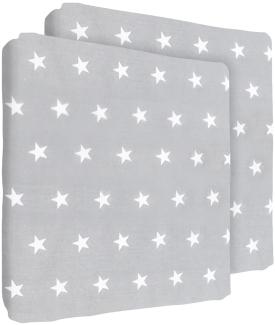 Spannbettlaken für Kinderbett, 100 % Baumwolle, passend für 90 x 40 cm, Weiße Sterne, 2 Stück