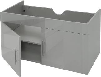 Waschbeckenunterschrank HWC-D16, Waschtischunterschrank Waschtisch Unterschrank Badmöbel, hochglanz 90cm ~ grau