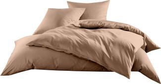 Hellbrauner Mako-Satin Baumwollsatin Bettbezug Uni einfarbig zum Kombinieren (Bettbezug 200 cm x 220 cm, Hellbraun)