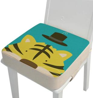 Kinder Sitzkissen Sitzerhöhung Stuhl, Fansu Baby Tragbar Sitzkissen Cartoon Design Quadratische Verstellbar Zerlegbar Kleinkinder Esszimmerstuhl ErhöHen Pad Esszimmer Boostersitze (Tiger,40*40*10cm)