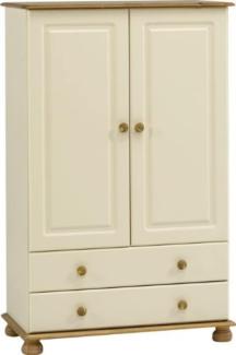 Steens Richmond Kleiderschrank/ Wäscheschrank, 2 Türen, 2 Schubladen, 88 x 137 x 46 cm (B/H/T), teilmassiv, weiß/gelaugt lackiert