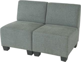 Modular 2-Sitzer Sofa Couch Lyon, Stoff/Textil ~ grau, ohne Armlehnen