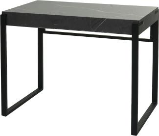 Schreibtisch HWC-L53, Bürotisch Computertisch Arbeitstisch, Metall 100x54cm ~ Marmor-Optik grau