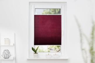 K-home Klemmfix-Plissee 90 x 210 cm (B x L) Bordeaux Lichtschutz +++ Moderne Crushed Optik +++