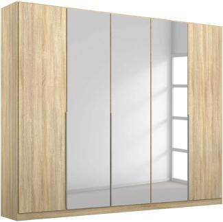 Rauch Möbel 'Alabama' Kleiderschrank mit Spiegel, 5-türig, inkl. 3 Kleiderstangen, 3 Einlegeböden, Sonoma Eiche, BxHxT 226x210x54 cm